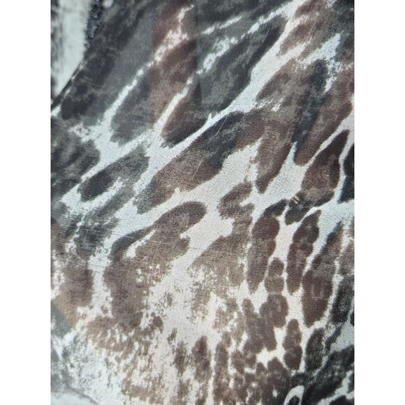 Black Saks Fifth Avenue Womens Printed Keyhole Neck Tunic Blouse Size Medium - Picture 4 of 13